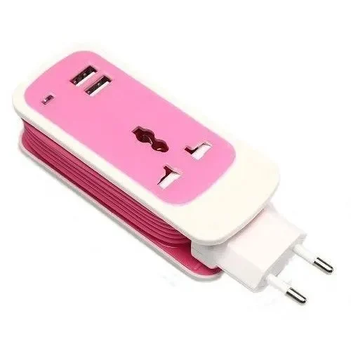 Φορτιστής 3-In-1 Dual Usb Universal Socket Για Smartphones/Tablets/Laptops Exbo-S15, Σε Ροζ Χρώμα