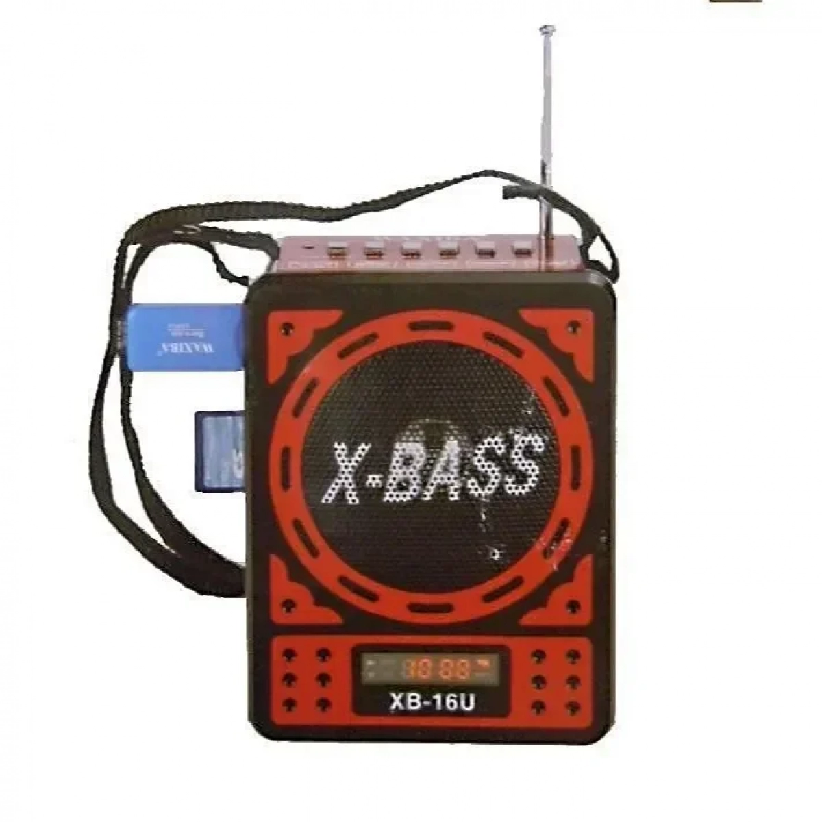 Φορητό Επαναφορτιζόμενο Mp3 Player/Radio με Ηχείο - WAXIBA XB-16U, σε κόκκινο χρώμα