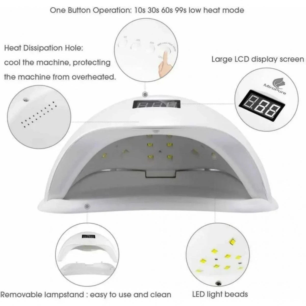 Επαγγελματικό Φουρνάκι Νυχιών LED UV Sun5 48W σε λευκό χρώμα