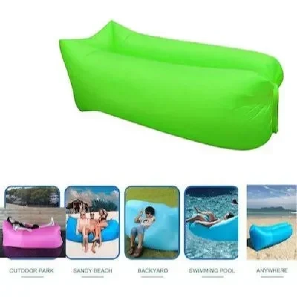 Φουσκωτό Στρώμα & Κάθισμα Ξαπλώστρα Lazy Bag Inflatable Air Sofa 255CM, σε πράσινο χρώμα - Image 3