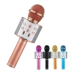Ασύρματο μικρόφωνο Bluetooth με Ενσωματωμένο Ηχείο + Karaoke – WS858, σε ροζ/χρυσό χρώμα