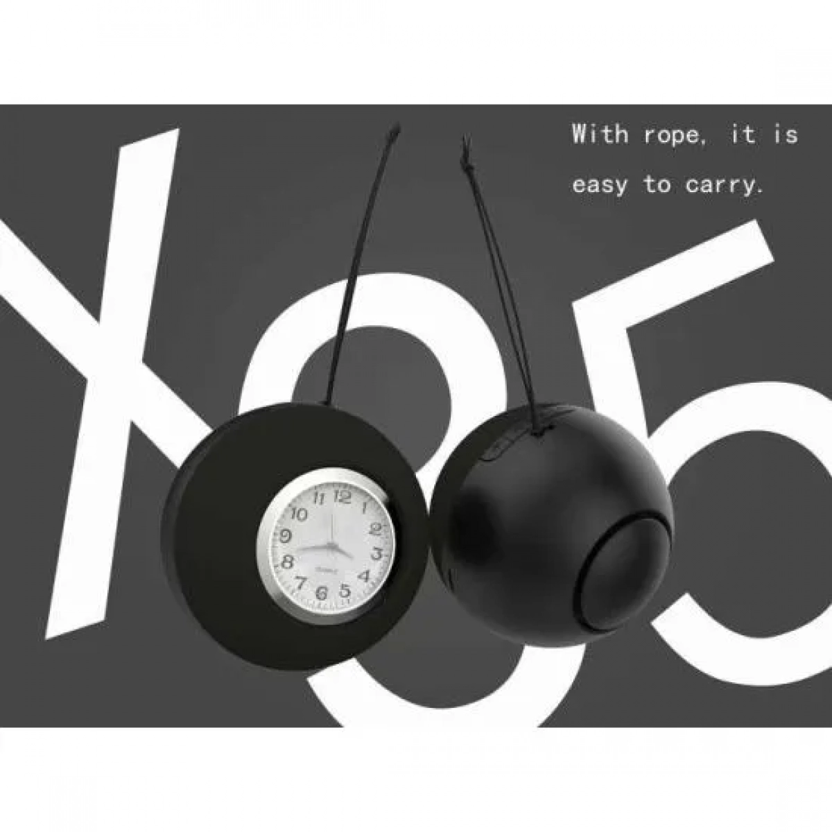 Σφαιρικό ασύρματο ηχείο ρολόι Bluetooth USB X35, σε μαύρο χρώμα