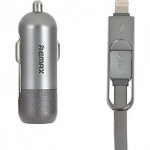 Φορτιστής Αυτοκινήτου Remax Finchy RCC103 με καλώδιο microUSB / Lightning (Ασημί)