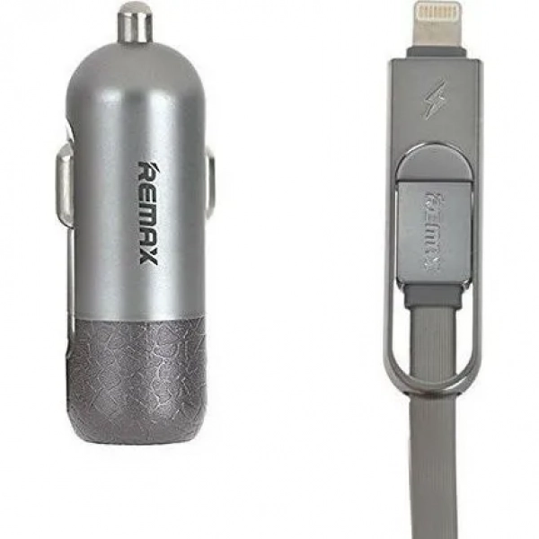 Φορτιστής Αυτοκινήτου Remax Finchy RCC103 με καλώδιο microUSB / Lightning (Ασημί)