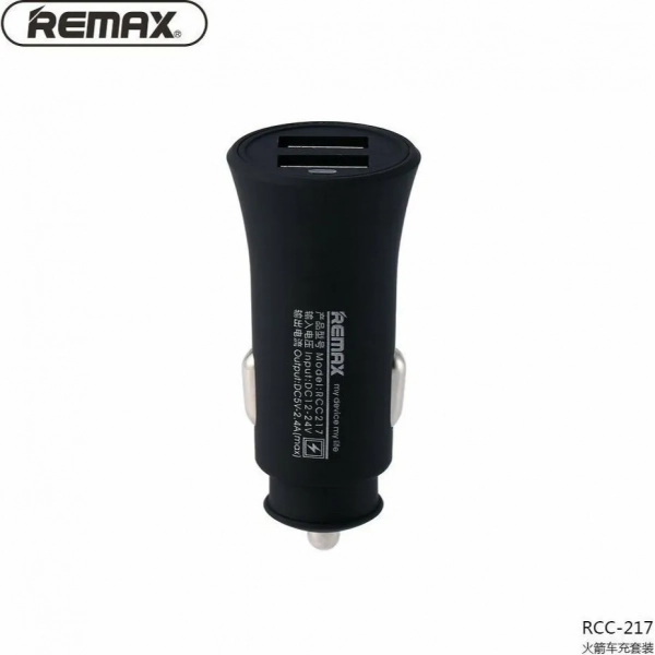 Φορτιστής Αυτοκινήτου Remax Rocket RCC217 2xUSB 2.4A σε μαύρο χρώμα