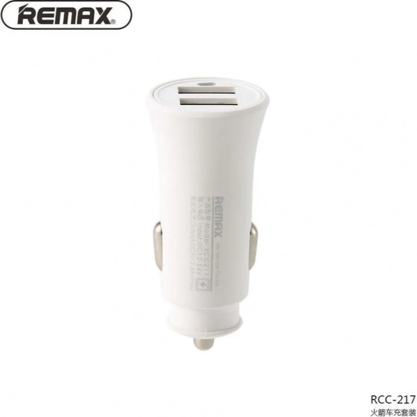 Φορτιστής Αυτοκινήτου Remax Rocket RCC217 2xUSB 2.4A σε λευκό χρώμα