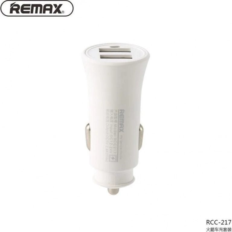Φορτιστής Αυτοκινήτου Remax Rocket RCC217 2xUSB 2.4A σε λευκό χρώμα