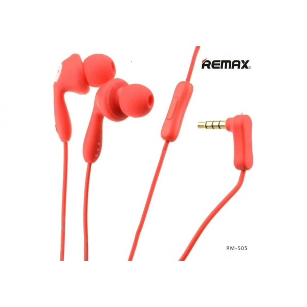 Remax RM-505 Ακουστικά earphone με μικρόφωνο, σε κόκκινο χρώμα