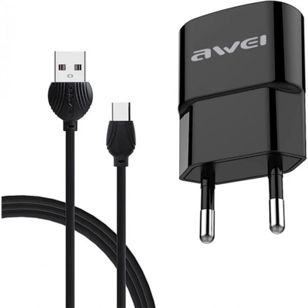 Σετ Φορτιστής - Καλώδιο Φόρτισης AWEI C-13M Micro USB 2.1A 1.2m Micro USB, σε μαύρο χρώμα
