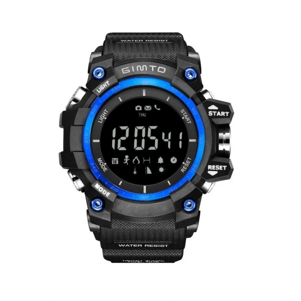Αδιάβροχο Sport Smartwatch LCD EX16 Ρολόι Bluetooth με Βηματομετρητή & Θερμιδομετρητή, σε μπλε χρώμα