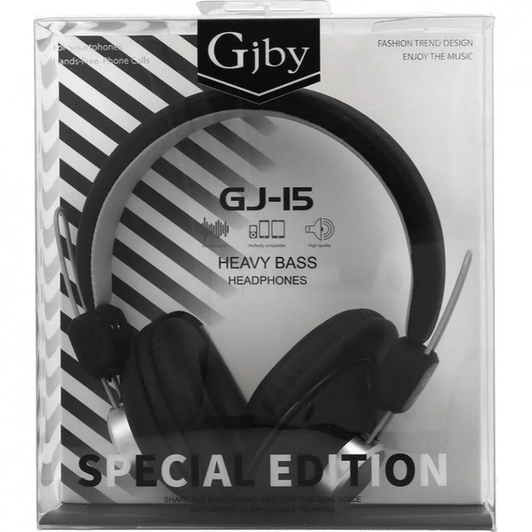 GJBY Ενσύρματα Ακουστικά - AUDIO EXTRA BASS GJ-15, σε μαύρο χρώμα