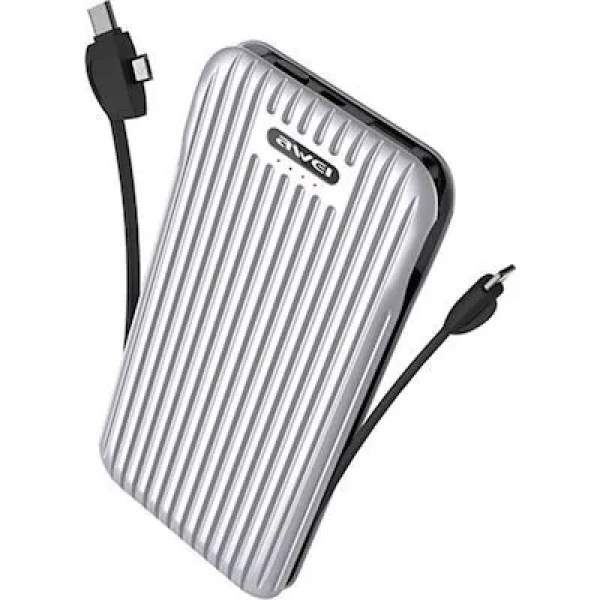 Power Bank Awei P80K 10000mAh, σε ασημί χρώμα