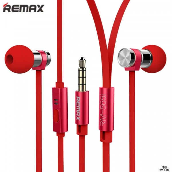 Ακουστικά Remax Earphone RM-565i, σε κόκκινο χρώμα