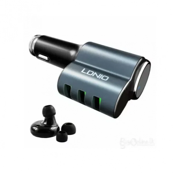 Φορτιστής αναπτήρα με ασύρματο ακουστικό bluetooth Ldnio CM21, σε μπλε χρώμα