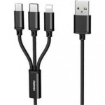Remax RC-131th Καλώδιο USB σε Lightning / Type-C / micro USB, 1,15m, σε μαύρο χρώμα