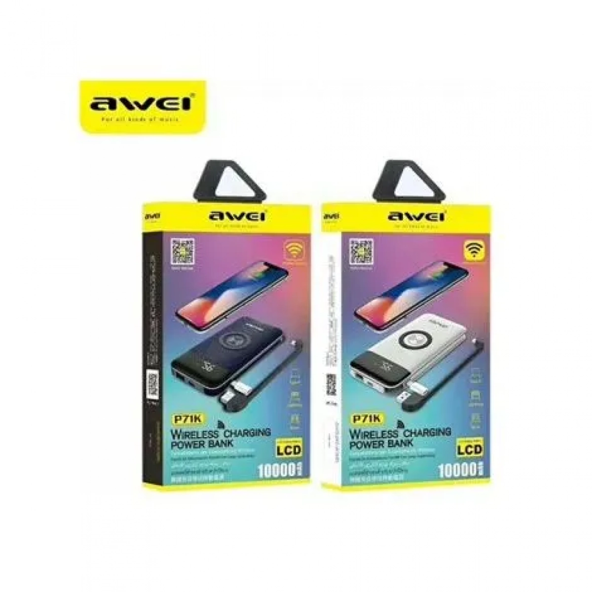 Power Bank Awei P71K 10000mAh, σε λευκό χρώμα