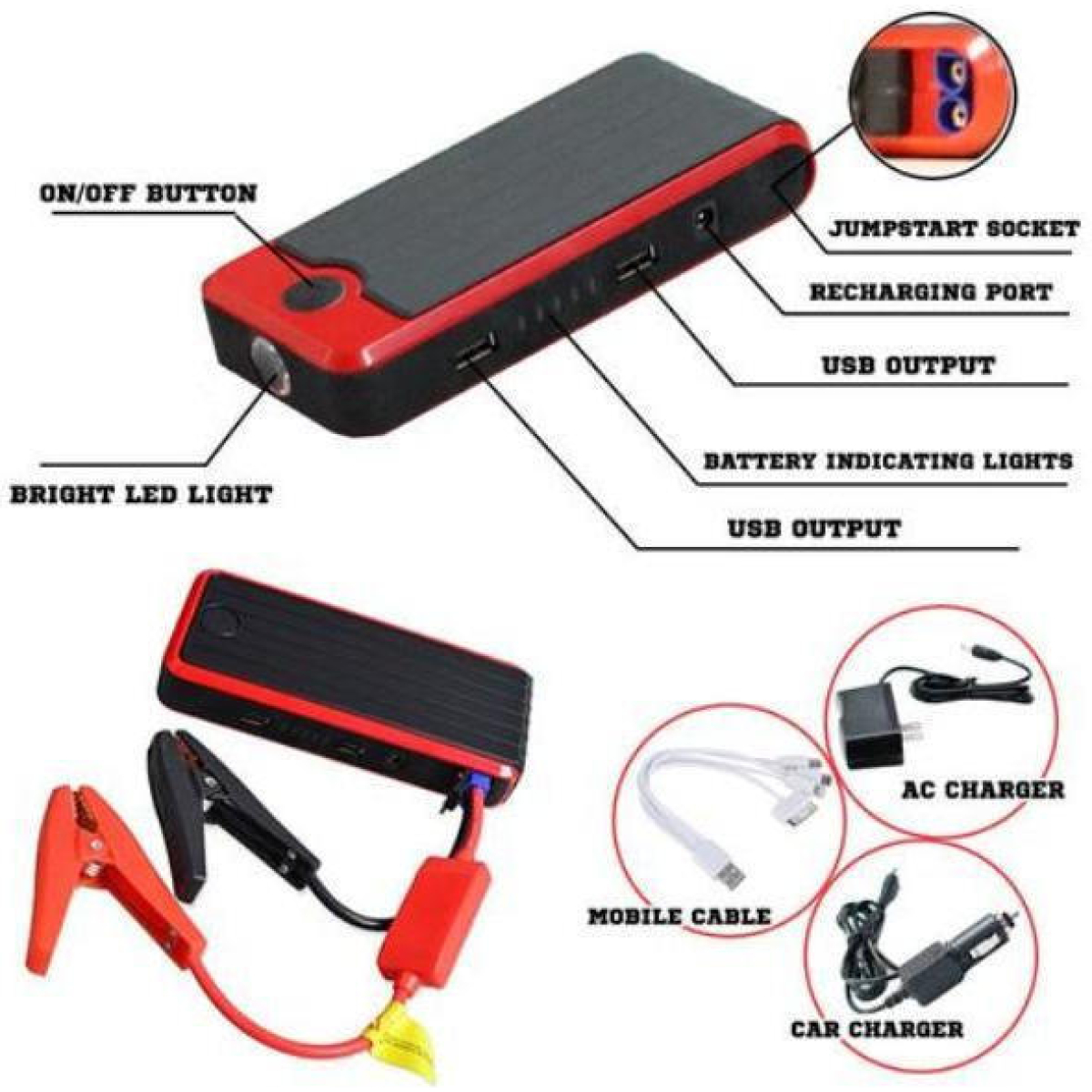 PINGAN T6 Jump Starter 12V 12000mAh – Εκκινητής Μπαταρίας & Power Bank με Φακό LED