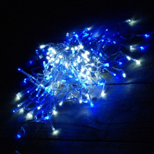 Χριστουγεννιάτικα Λαμπάκια Μπλε Πρίζας 100 LED με διάφανο καλώδιο 10m OEM