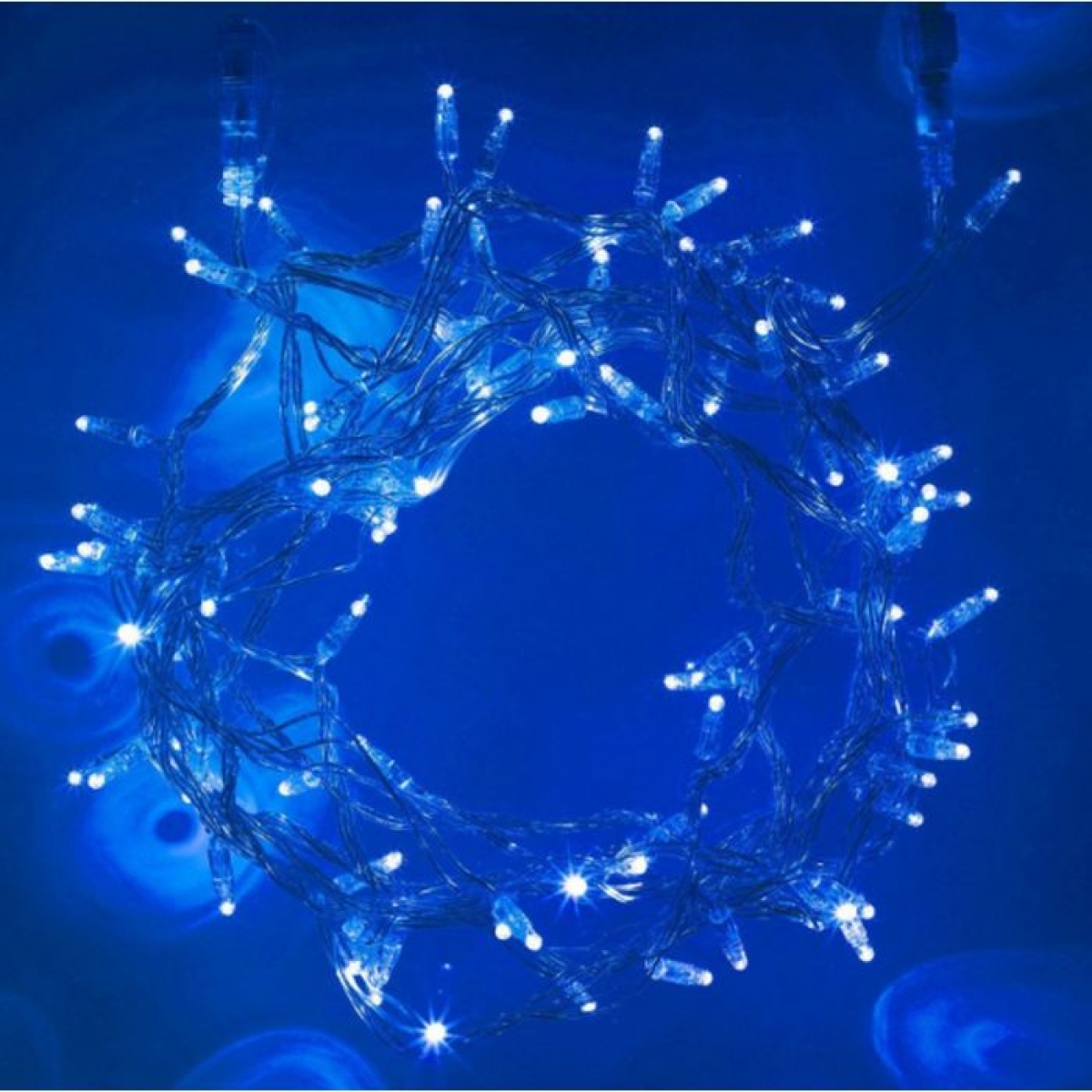 Χριστουγεννιάτικα Λαμπάκια Μπλε Πρίζας 100 LED με διάφανο καλώδιο 10m OEM