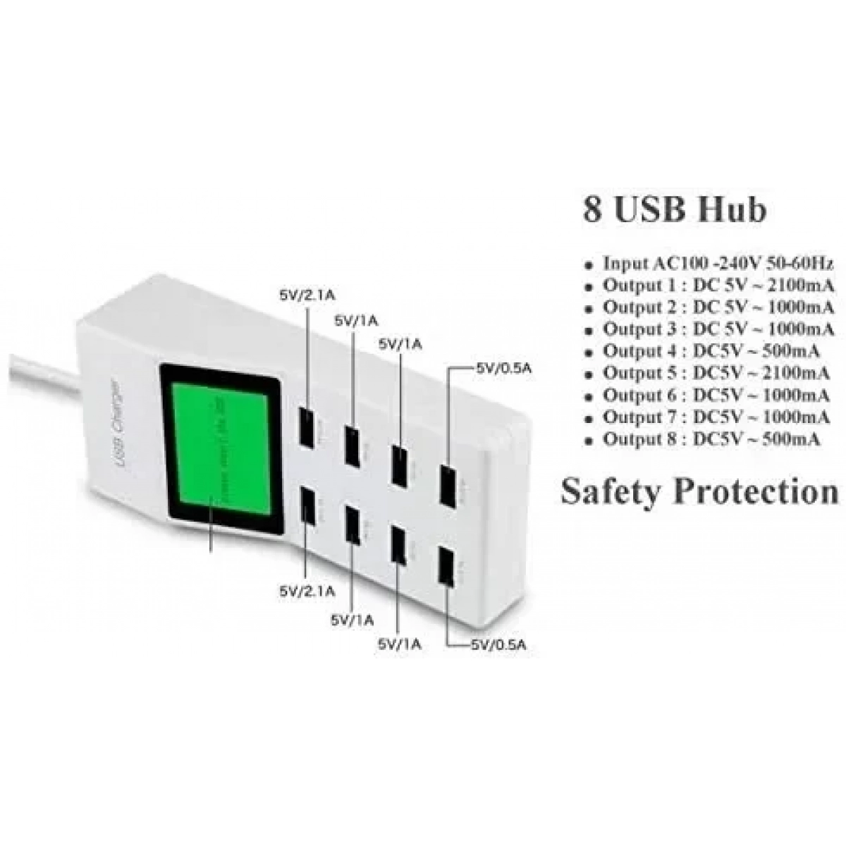 Φορτιστής Power Adapter with 8 USB Power Port for Smartphone and Tablet (YC-CDA6) - Image 3