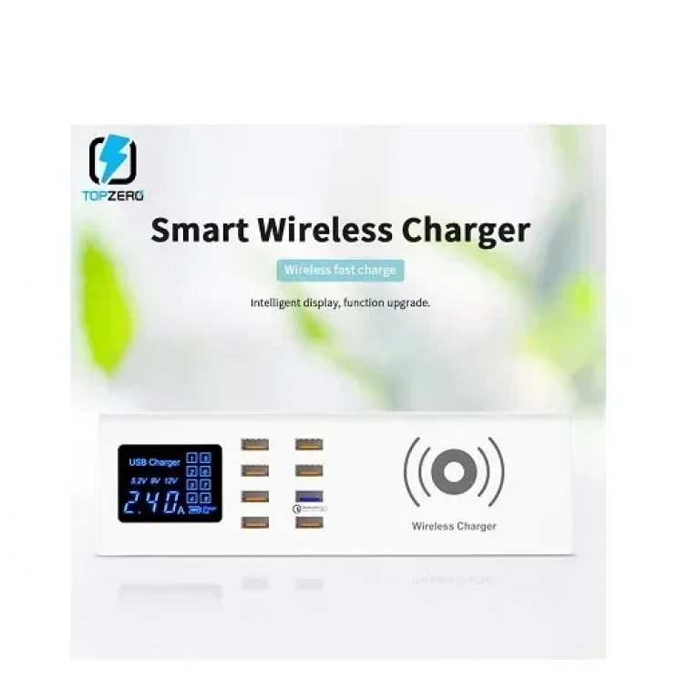 Φορτιστής QI Wireless USB Charger LED Display Quick Charge 3.0