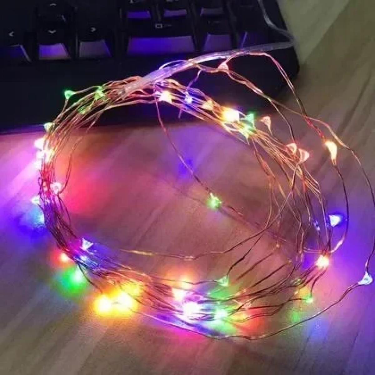Λαμπάκια Led Με Πολύχρωμο Φωτισμό Και Καλώδιο Χαλκού 2m