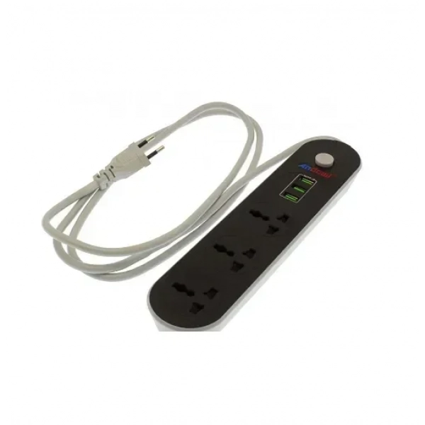 Πολύπριζο ασφαλείας με 3 πρίζες και 3 θύρες USB Andowl T-56