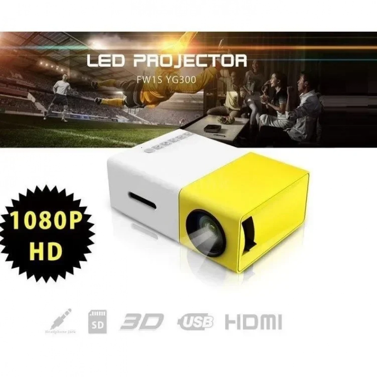 Προβολέας Mini 1080P FULL HD LED Projector YG-300