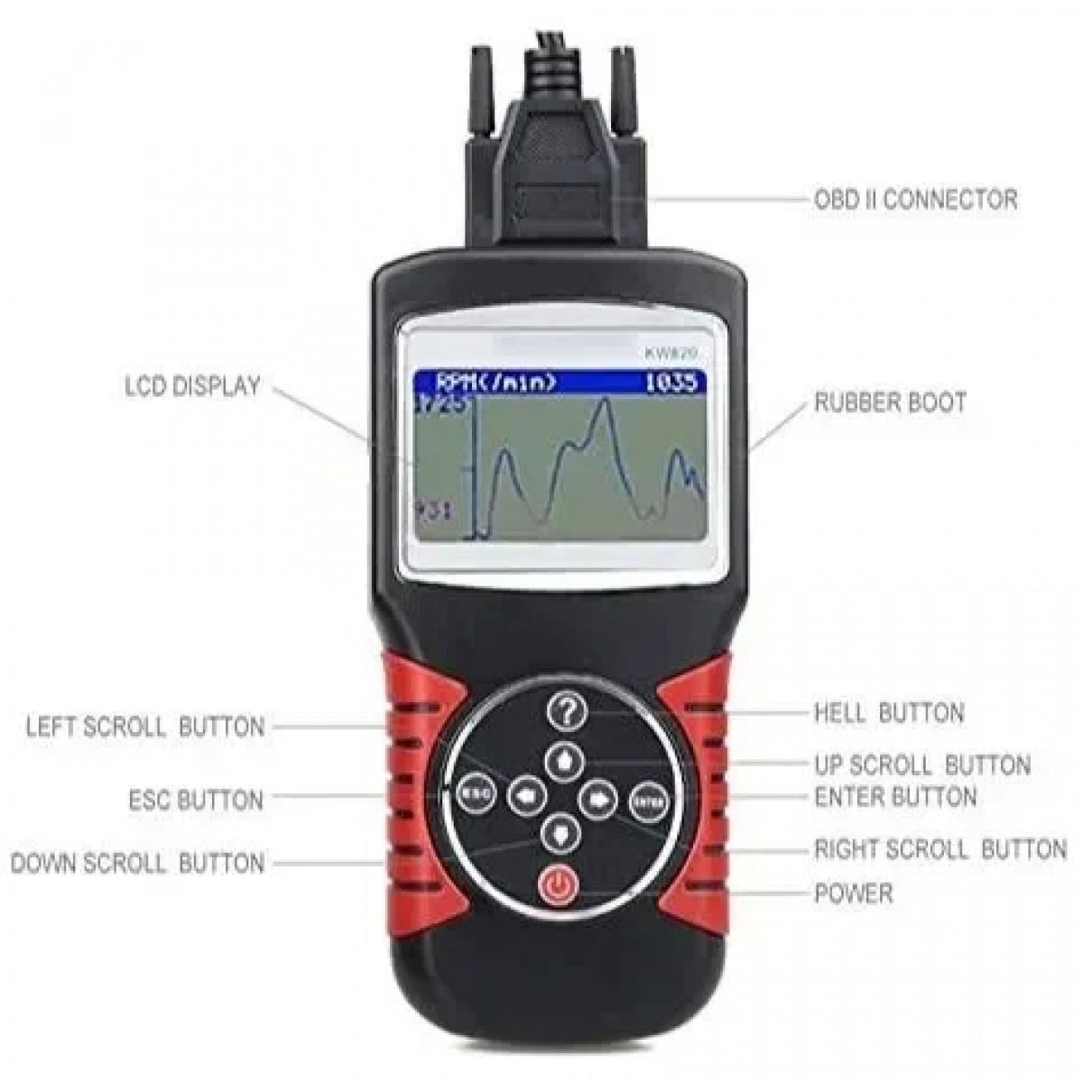 Ψηφιακό διαγνωστικό αυτοκινήτων obdII/eobd Scanner Konnwei KW820