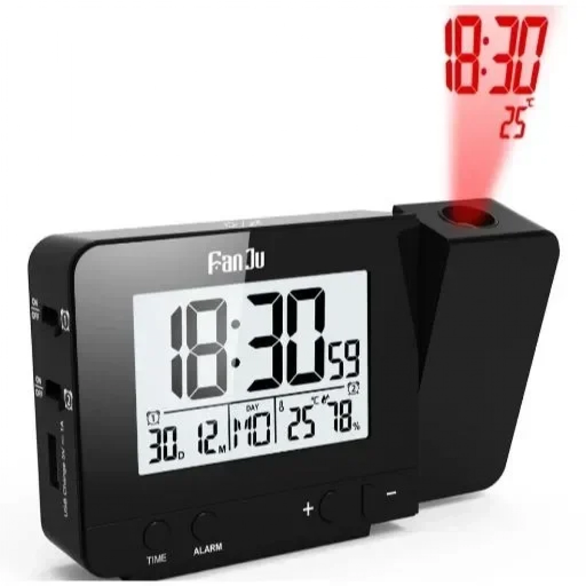 Ρολόι ξυπνητήρι FanJu FJ3531 Projection Alarm Clock, σε μαύρο χρώμα
