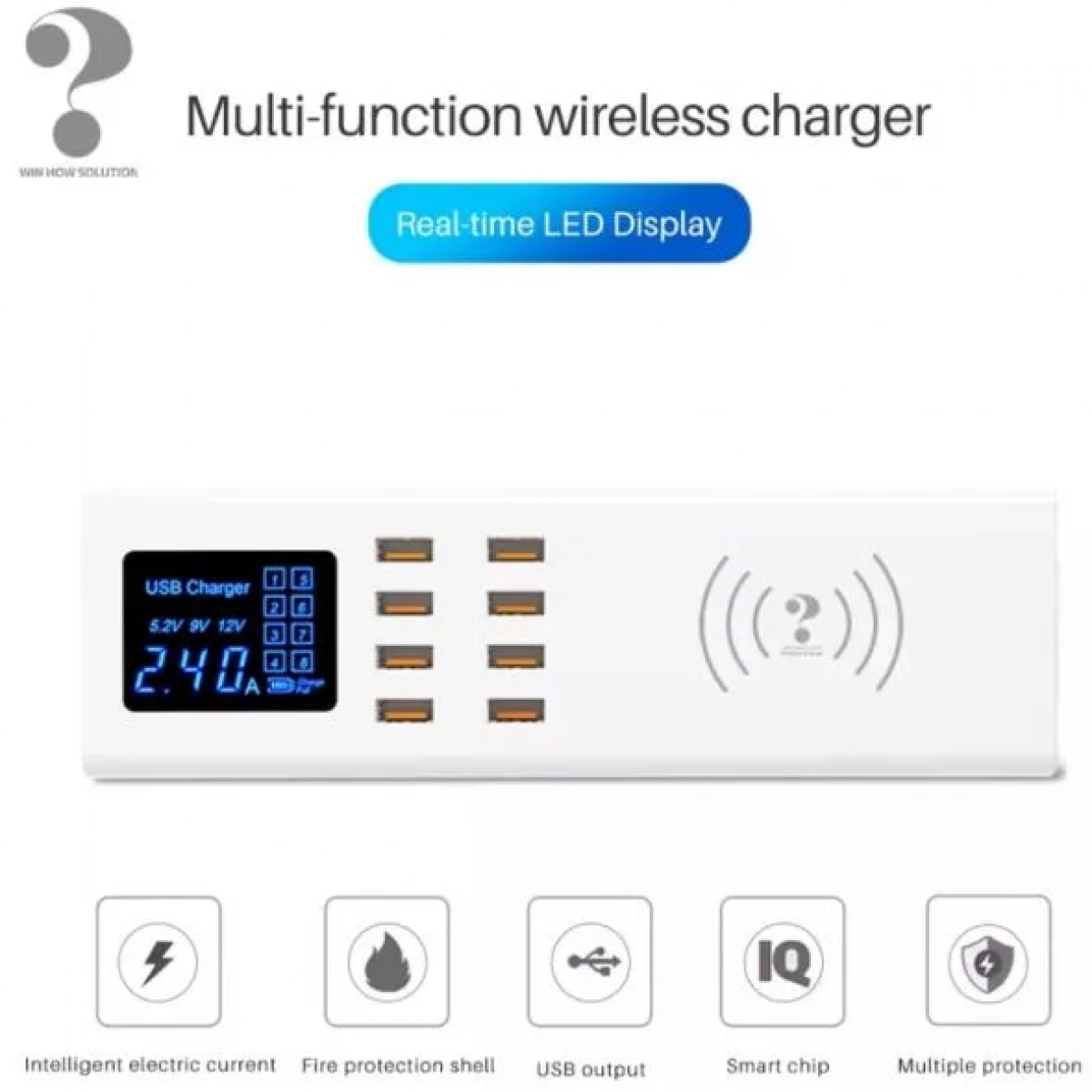 Φορτιστής QI Wireless USB Charger LED Display Quick Charge 3.0