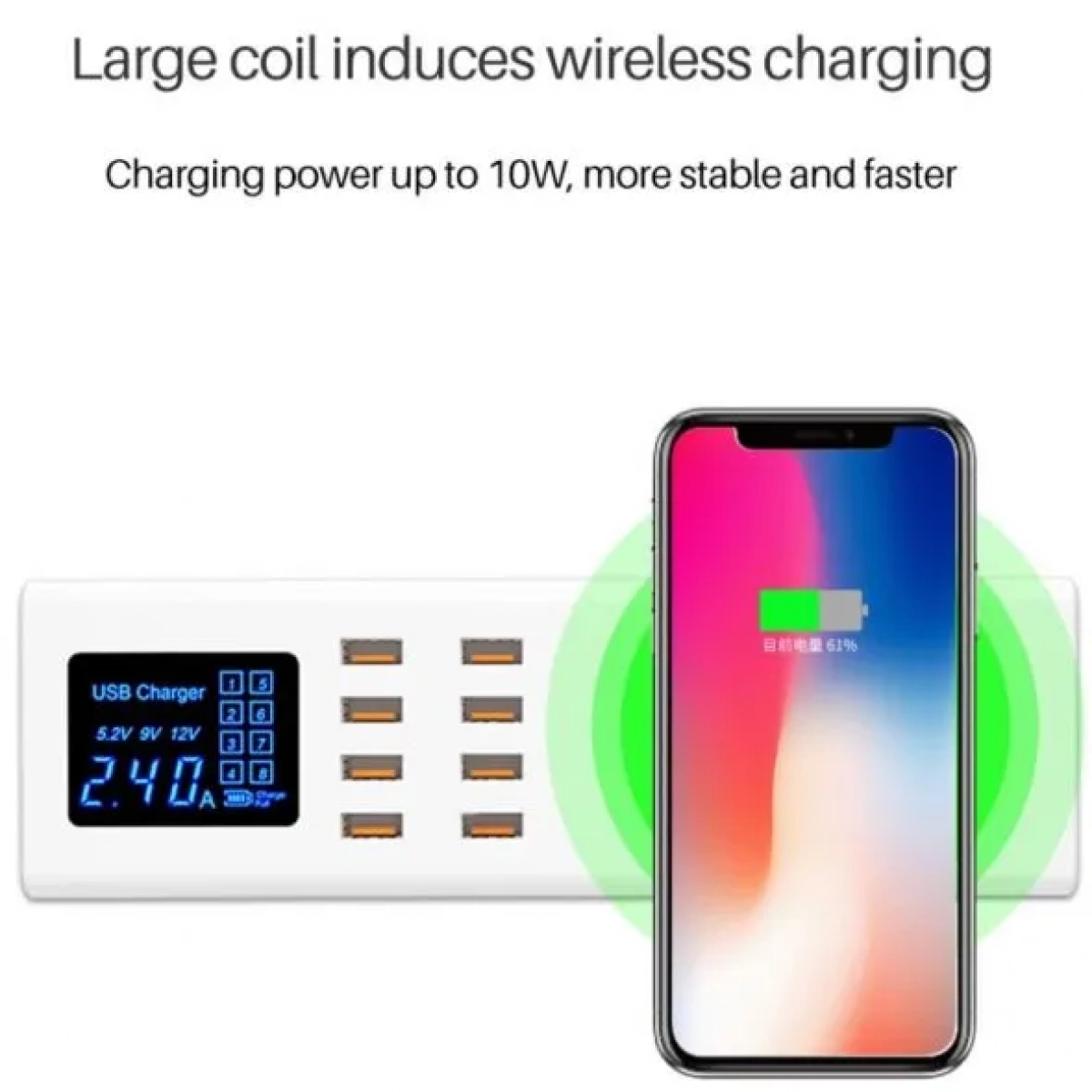 Φορτιστής QI Wireless USB Charger LED Display Quick Charge 3.0