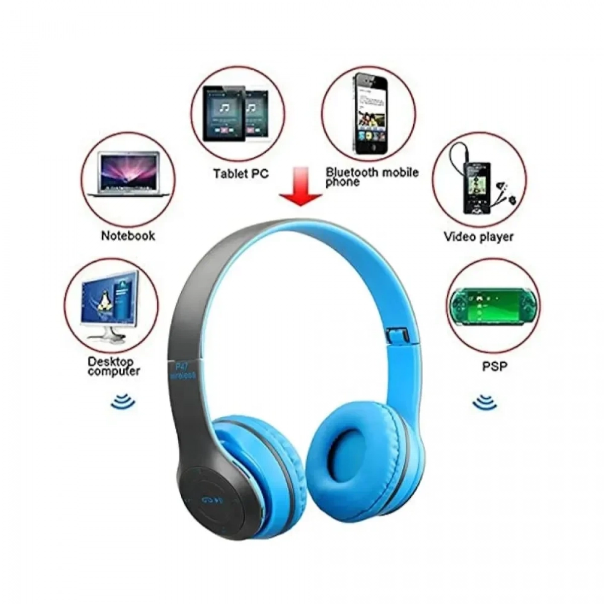 Future Elegant Wireless Headphones Flexible Noise Cancellation Musics Headphone P15, σε μπλε χρώμα