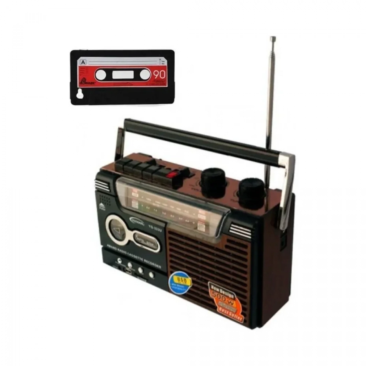Φορητό Ραδιοκασετόφωνο – Μαγνητόφωνο Cassette USB/SD Mp3 Player, Ρεύματος – Μπαταρίας – YG-335U, σε μαύρο χρώμα
