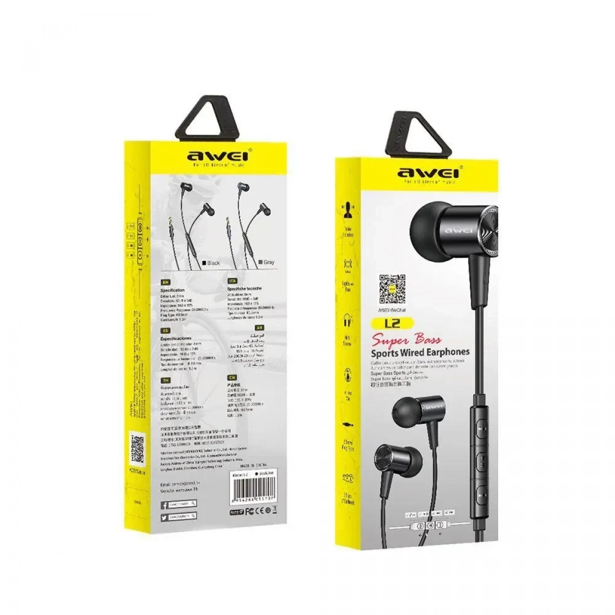 Awei L2 Super Bass Sports Wired In-ear Earphone