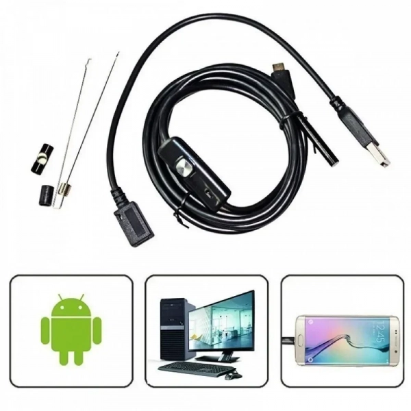 USB Αδιάβροχη Κάμερα Ενδοσκόπιο με LED για Κινητά Τηλέφωνα Android AN97 1.65m