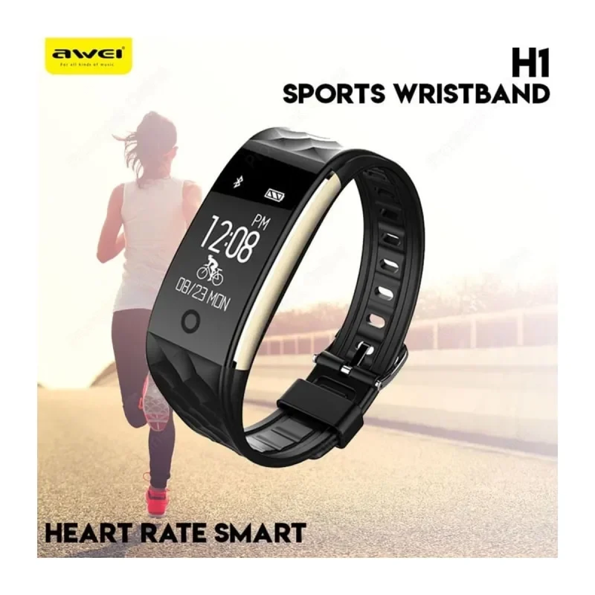 Awei H1 sport Smart Band Fitness Bracelet, σε μαύρο χρώμα