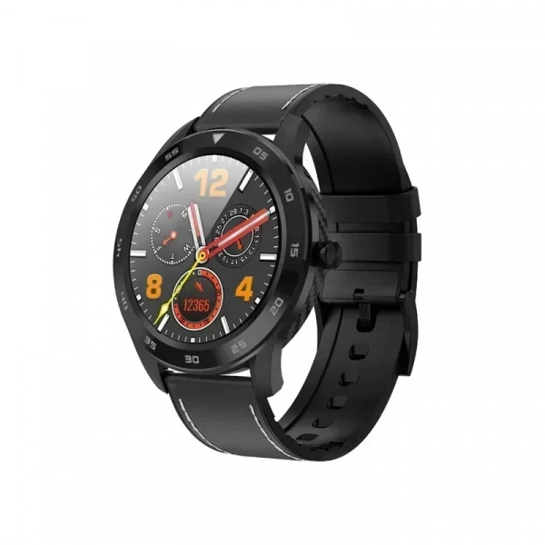 Αδιάβροχο Smart Watch Bluetooth Fitness Tracker- OEM DT98, με μαύρο δερμάτινο λουράκι