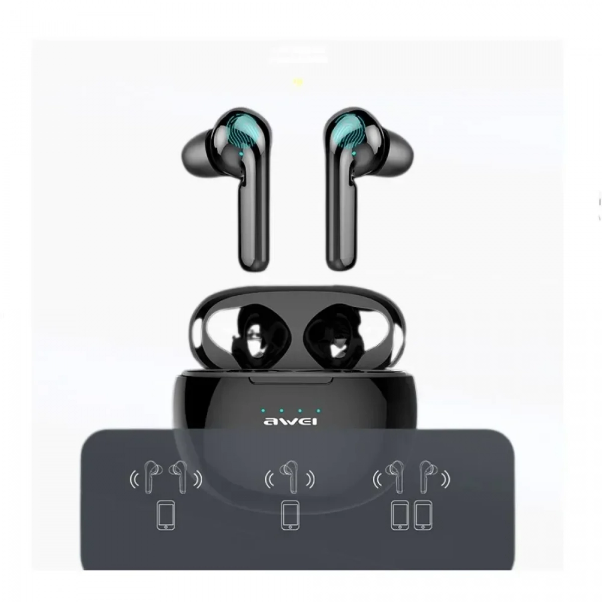 Awei T15 TWS Bluetooth Ακουστικά με Βάση Φόρτισης – Μαύρο - Photo7