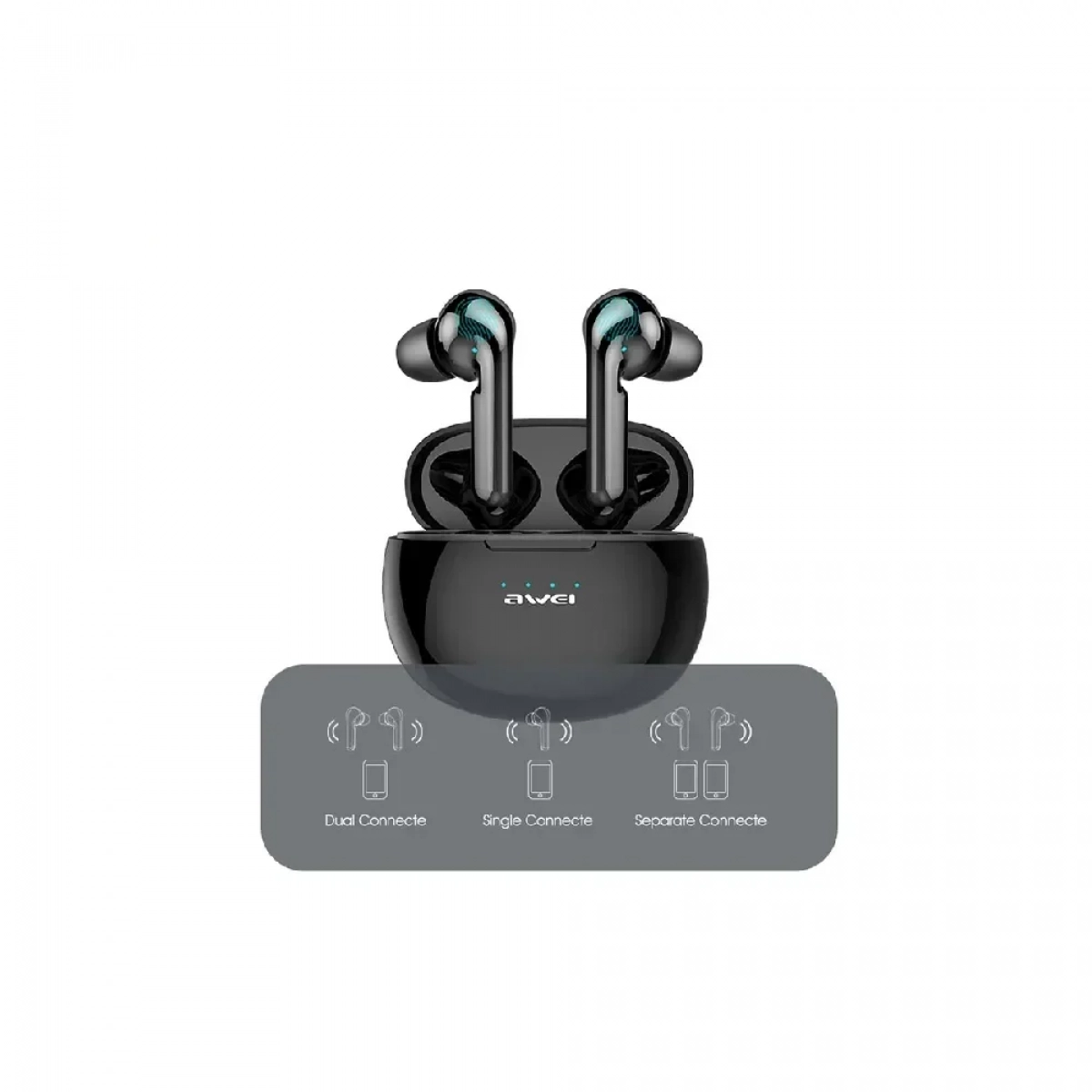 Ακουστικά Bluetooth Awei με Βάση Φόρτισης T15 TWS, σε μαύρο χρώμα