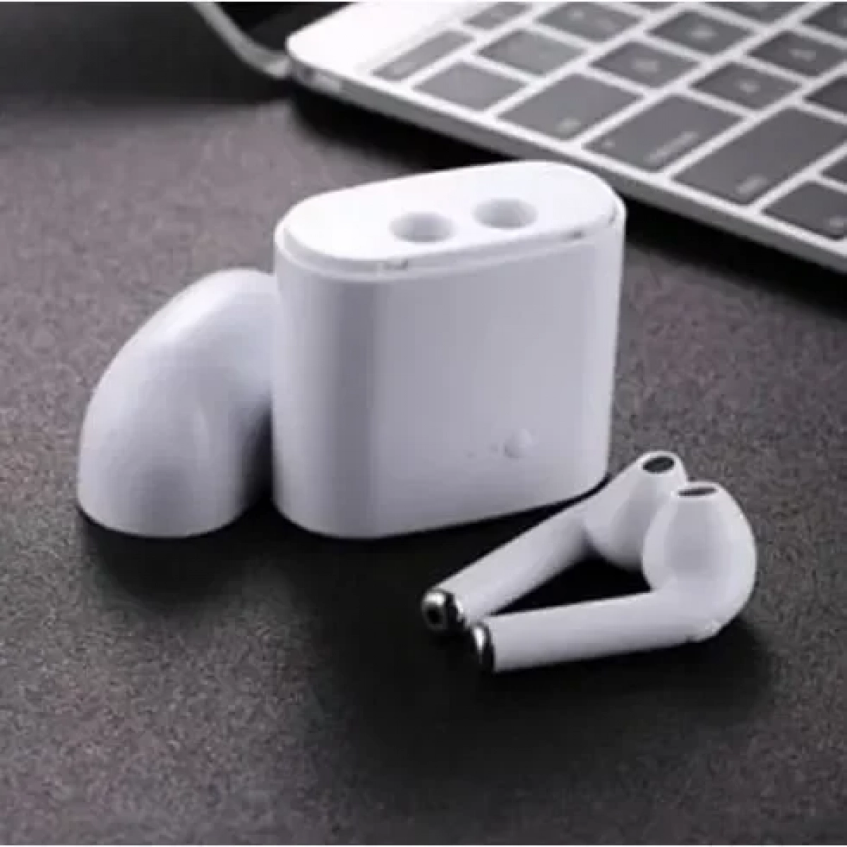 Ασύρματα ακουστικά Bluetooth TWS i7s με θήκη φόρτισης, σε λευκό χρώμα