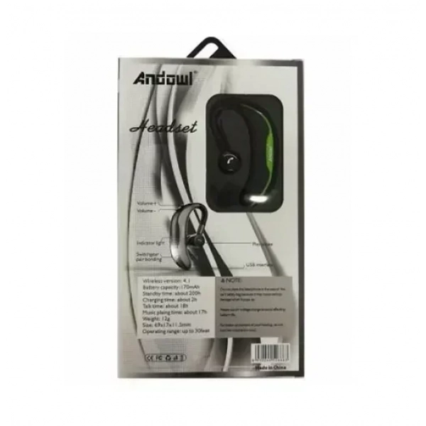 Ασύρματα ακουστικά Bluetooth Handsfree- QY-9055 - Andowl, σε μαύρο - πράσινο χρώμα