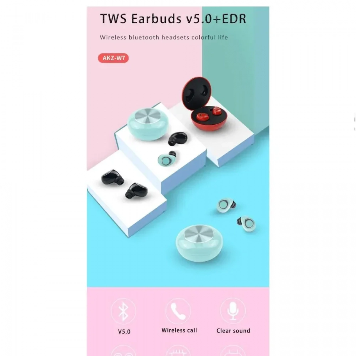 AKZ-W8 Ασύρματα Διπλά Στερεοφωνικά Ακουστικά Bluetooth 5.0 - Photo6