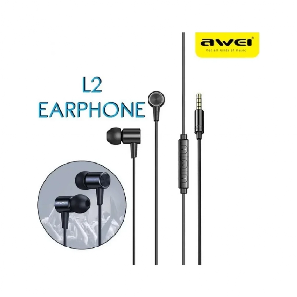 Awei L2 Super Bass Sports Wired In-ear Earphone - Image 3