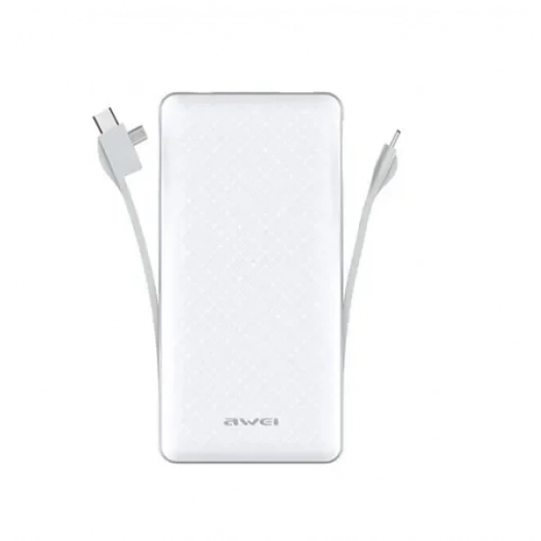 Awei P62K White 20000mAh Powerbank With USB/Micro USB/USB Type C/ Lightning, σε λευκό χρώμα