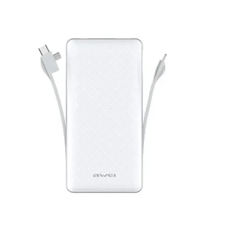 Awei P62K White 20000mAh Powerbank With USB/Micro USB/USB Type C/ Lightning, σε λευκό χρώμα