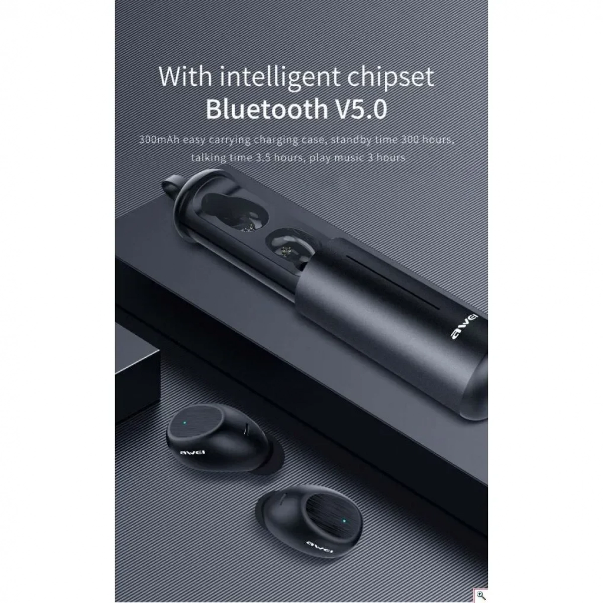 Awei T55 TWS Bluetooth V5.0 Stereo Sport Ακουστικά με Μικρόφωνο και Θήκη Φόρτισης