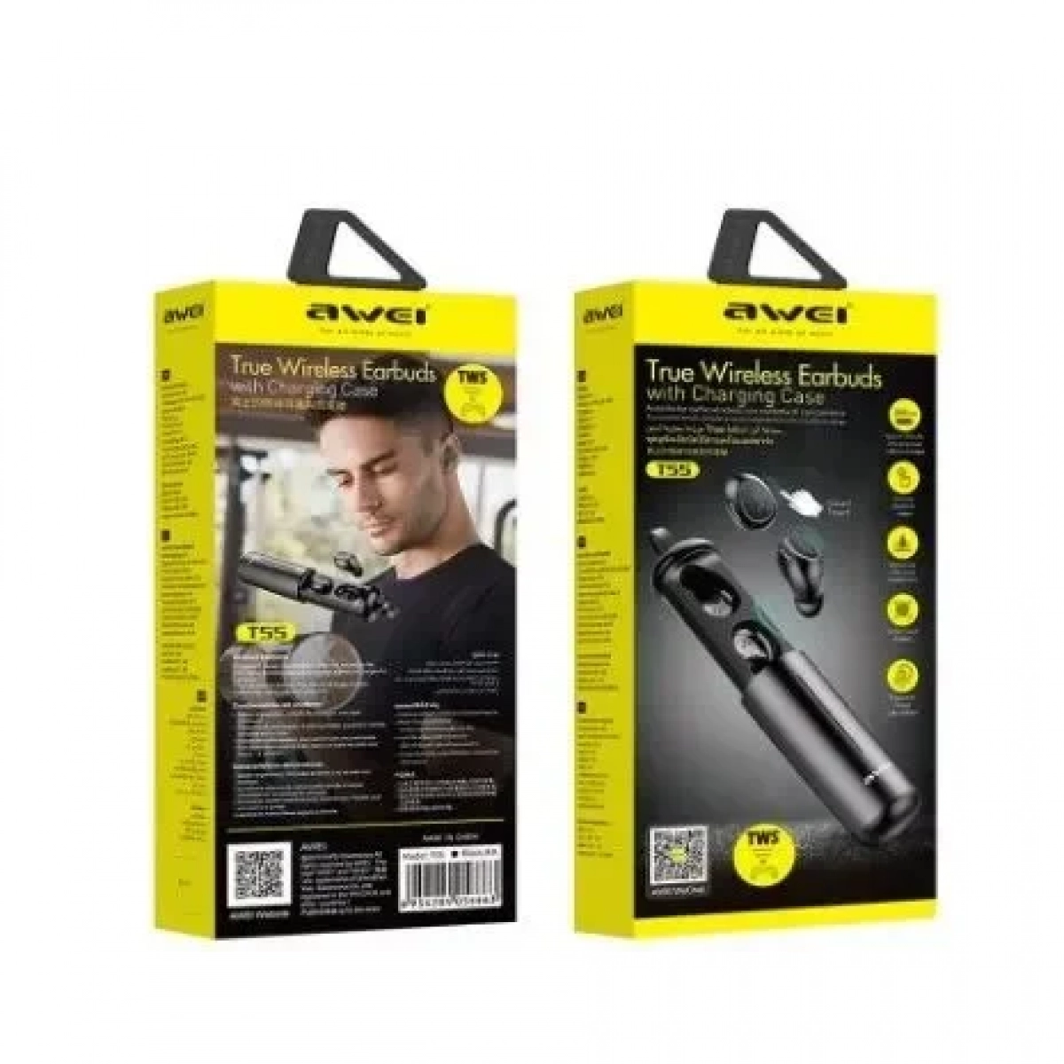 Awei T55 TWS Bluetooth V5.0 Stereo Sport Ακουστικά με Μικρόφωνο και Θήκη Φόρτισης