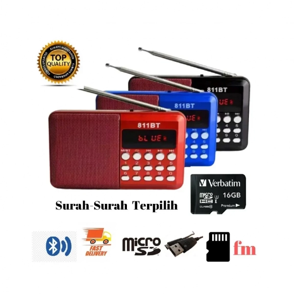 BEST QUALITY RECHARGEABLE RADIO SPEAKER SURAH 811BT, σε μπλε χρώμα