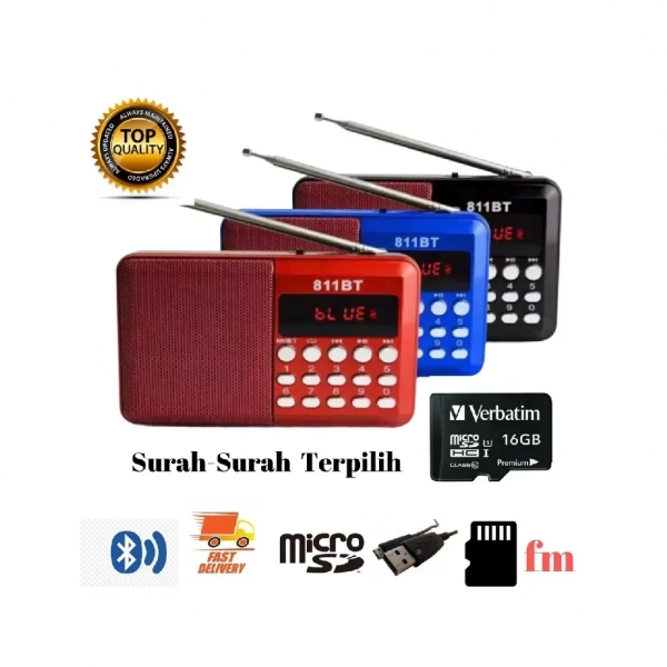 BEST QUALITY RECHARGEABLE RADIO SPEAKER SURAH 811BT, σε μαύρο χρώμα